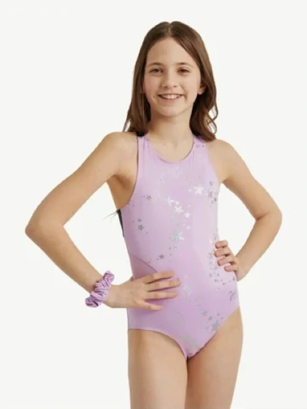 Justice Celestial Foil Print Gymnastics Leotards Lavander Color